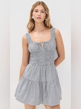 NIA Salt Mini Dress Smocked Striped Size Small